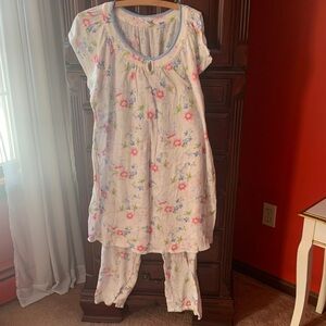 Charter Club Floral Pajama Set - White and Pink